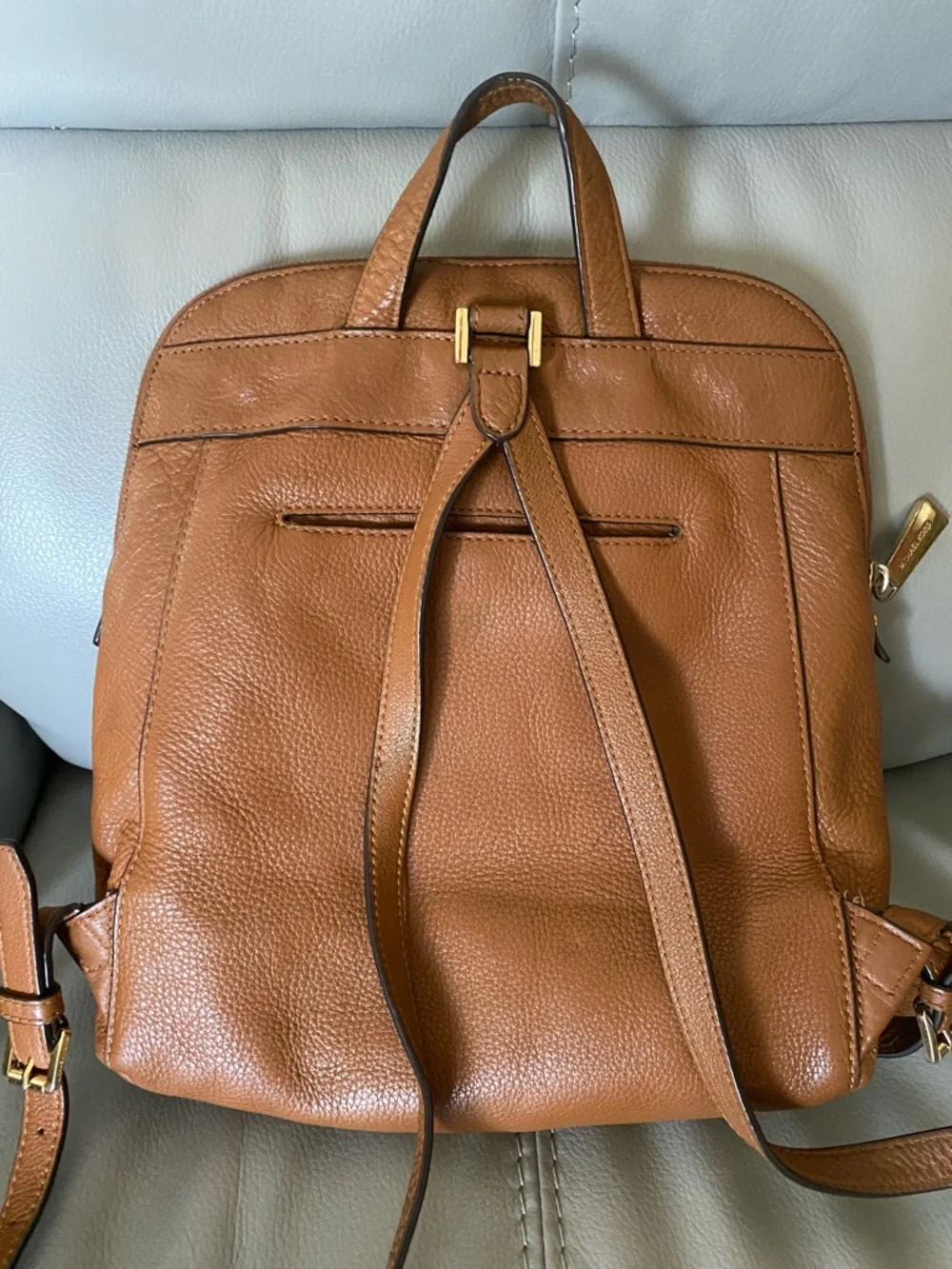 Michael Kors Brown Pebbled Leather Backpack with Gold Hardware - Picture 2 of 7